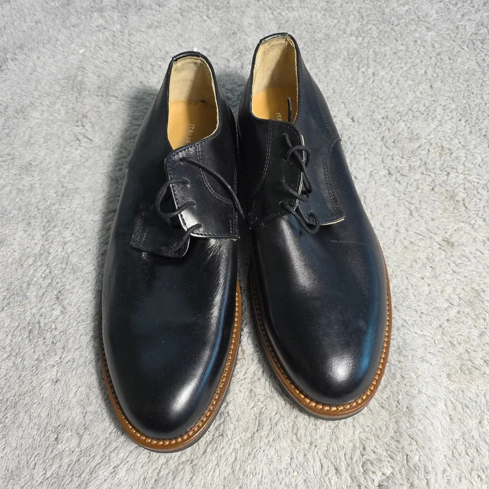 Italia Difference Mens Black Leather Oxford‎ Dress Shoes Made in Italy EU 42 NEW